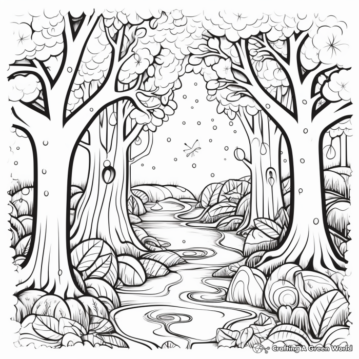 Bugs in Nature themed coloring worksheet for Pre-K and Kindergarten students, image 8 Coloring page featuring various bugs in their natural habitat for young learners
