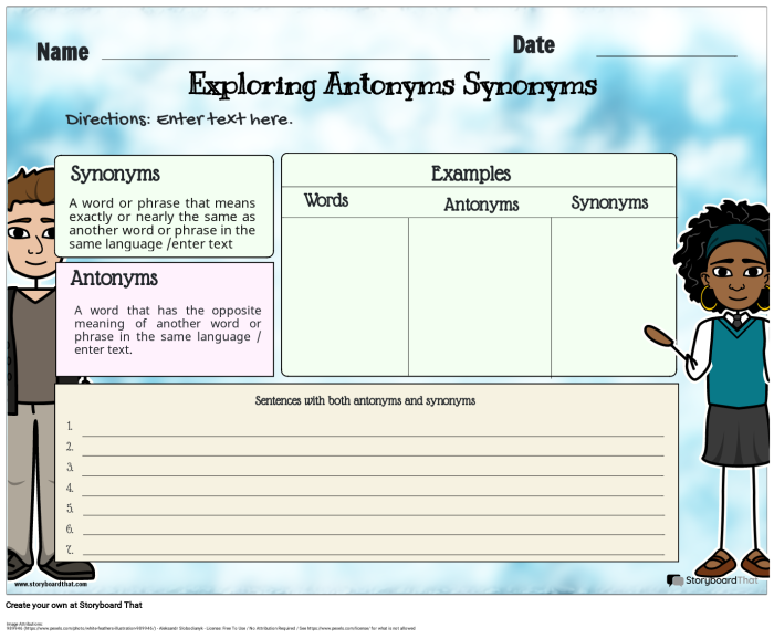 Worksheet for fifth graders to explore synonyms and antonyms in a fun way