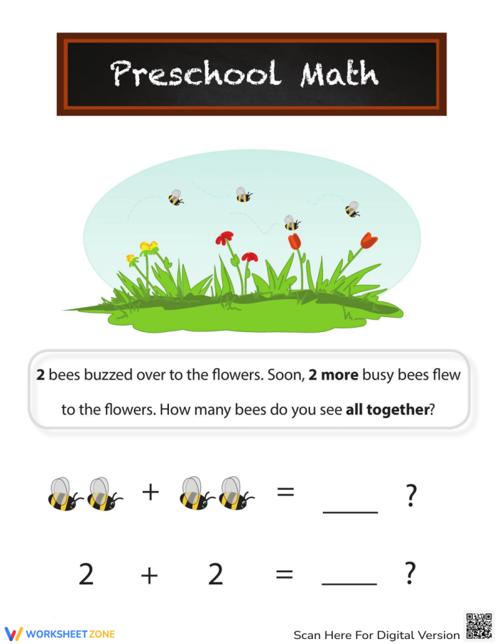 Bumble Bee Addition practice sheet for enhancing multidigit addition skills, image 7 Fourth grade worksheet featuring bumble bee themed three- and four-digit addition problems