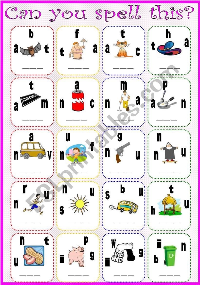 Can You Spell That? worksheet for measuring early spelling skills Worksheet showcasing spelling assessment activities for Pre-K students