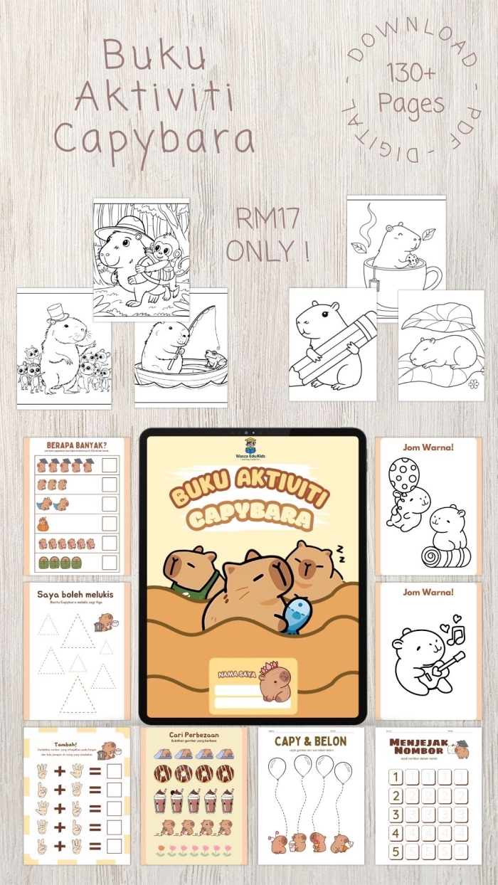A colorful worksheet featuring fun facts about capybaras for second graders