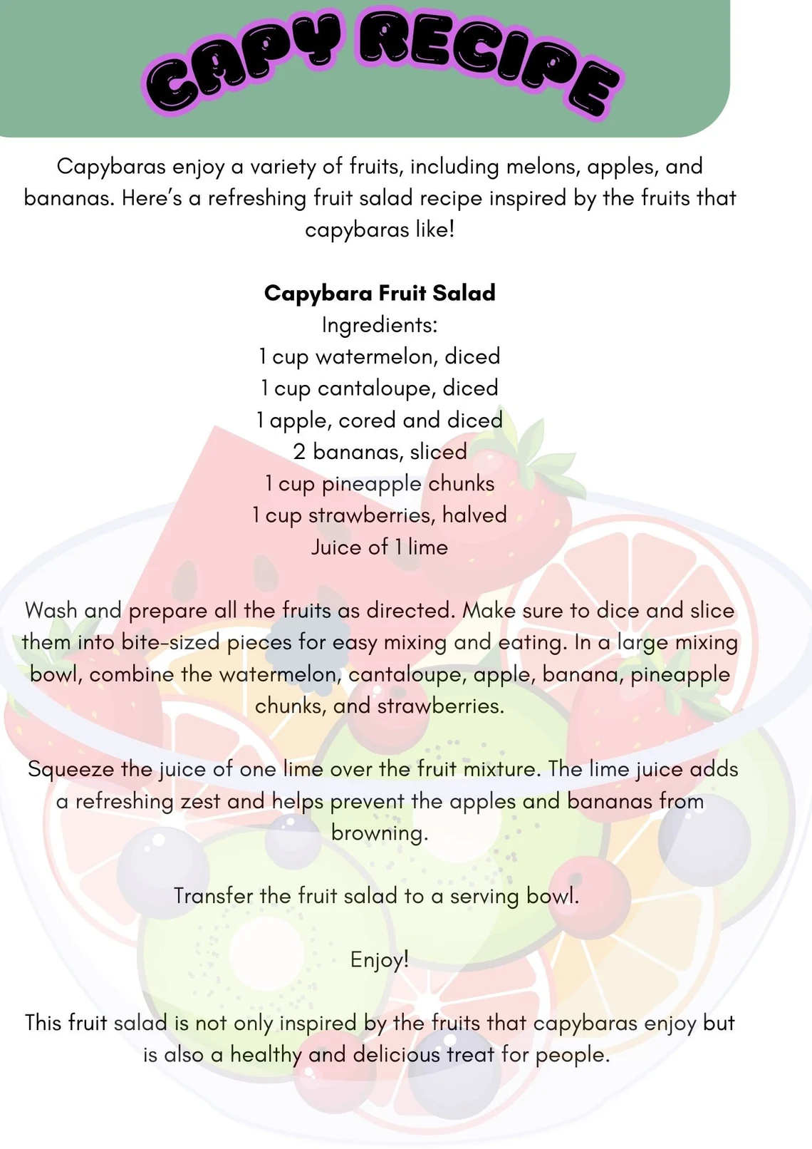 Capybara worksheet for second graders featuring fun facts about these unique animals