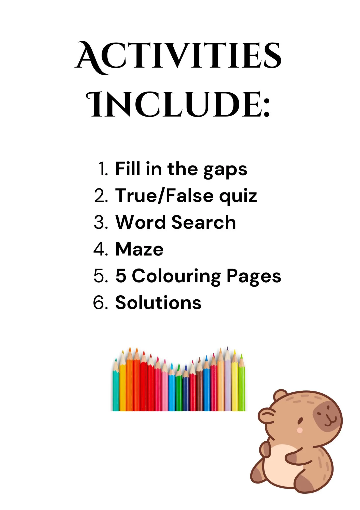 Capybara worksheet for second graders featuring interesting facts about these unique animals