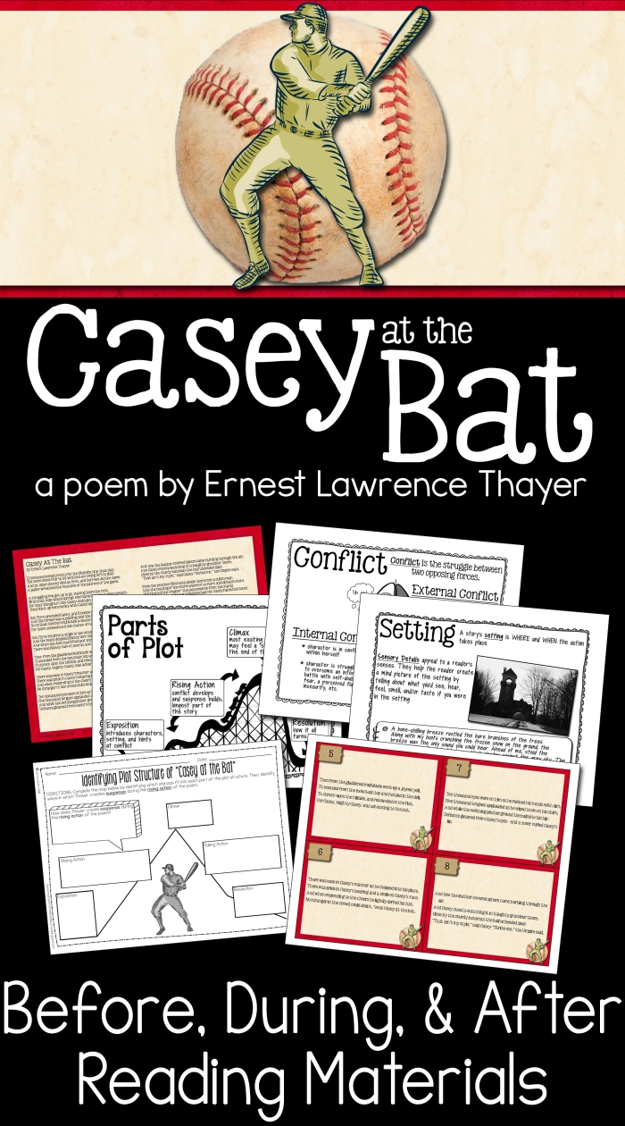 Fourth grade students reading Casey at the Bat poem and answering stanza questions