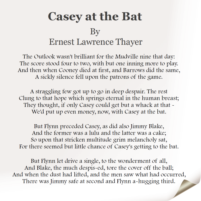 Fourth grade students reading and answering questions on Casey at the Bat poem worksheet