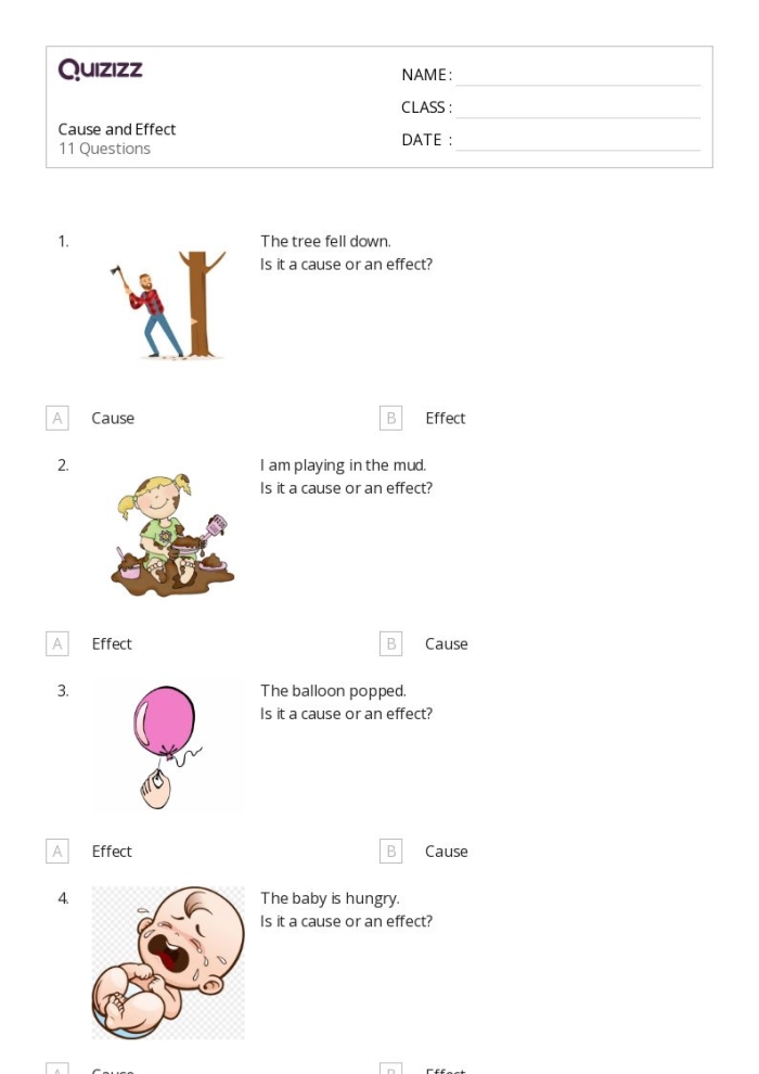 Engaging grammar worksheet on cause and effect for the fourth grade, image 9 Fourth grade students completing a cause and effect worksheet about their first day of school
