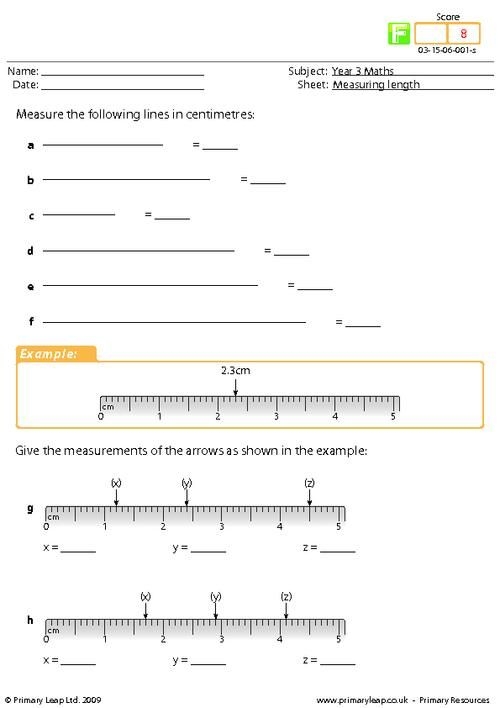 Colorful Measuring Length in Centimeters activity sheet for first graders in Civics and Government First Grade worksheet for measuring objects in centimeters with colorful illustrations