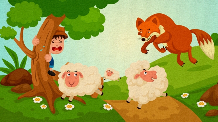 Fourth grade worksheet focusing on character traits in The Boy Who Cried Wolf