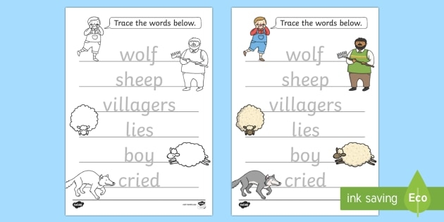 Fourth grade worksheet for analyzing character traits in The Boy Who Cried Wolf