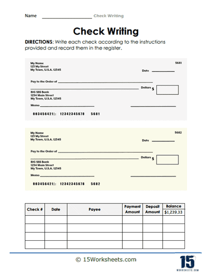 Check Writing worksheet for Fifth Grade