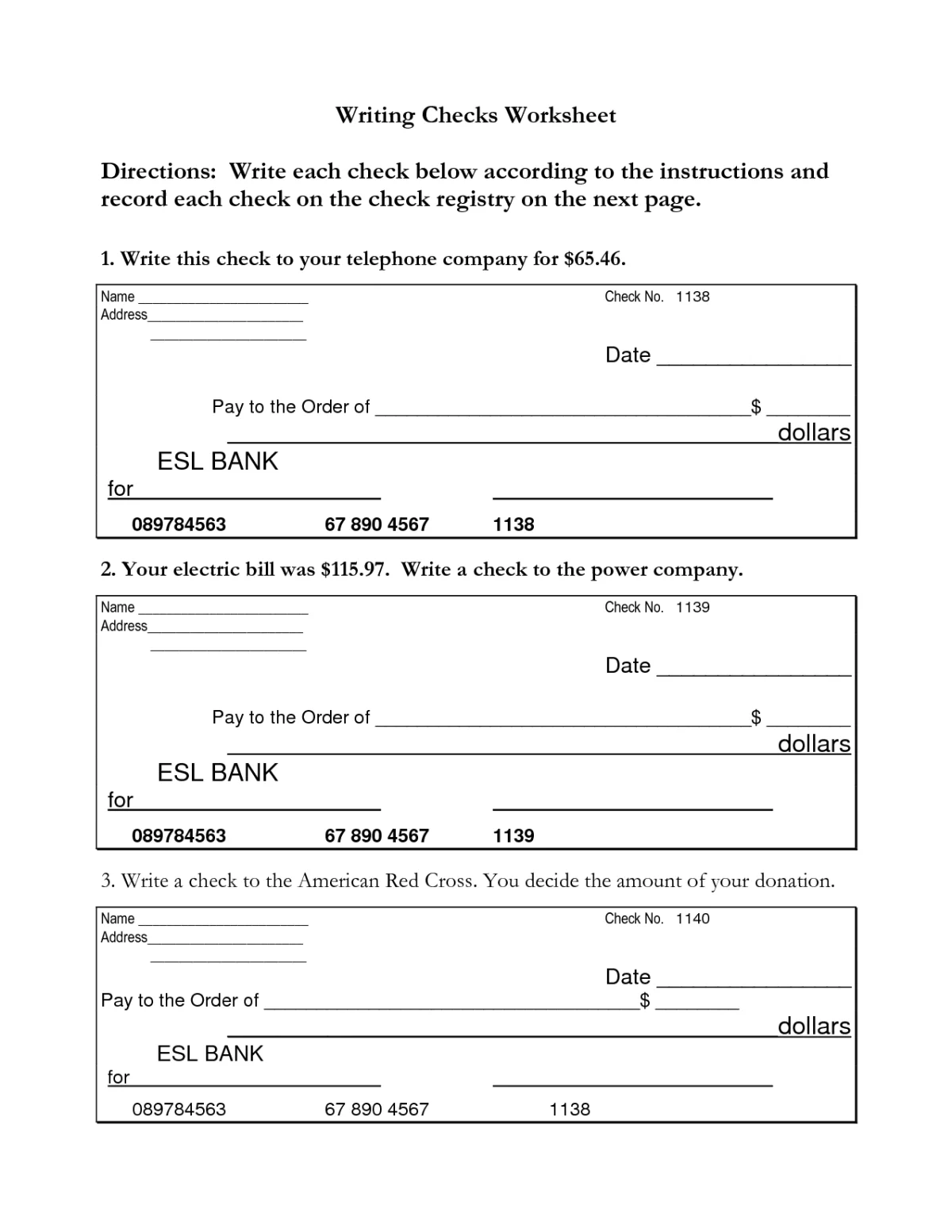 Check Writing worksheet for Fifth Grade