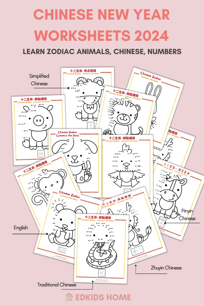 Engaging math practice with Chinese Zodiac themes for young learners in grade one First grade Chinese Zodiac Math worksheet featuring colorful animals for New Year math challenges