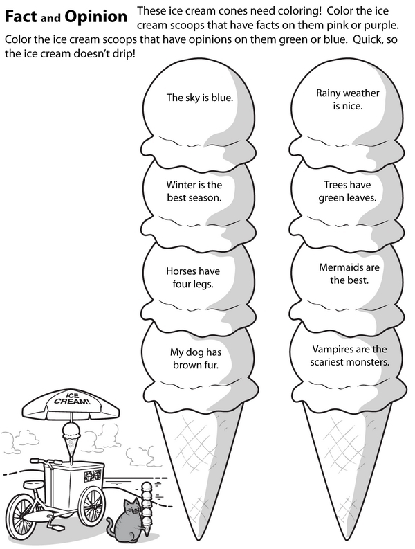 Fourth grade worksheet on distinguishing facts and opinions about chocolate