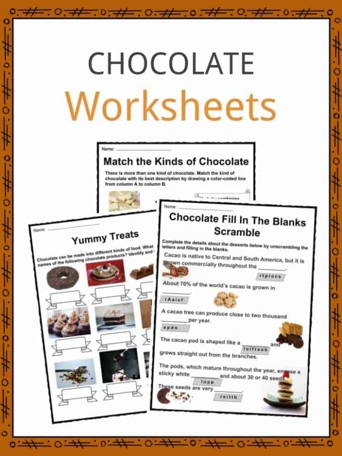 Engaging second-grade worksheet on how chocolate is created step by step Illustration of the chocolate-making process for a second-grade sequencing worksheet