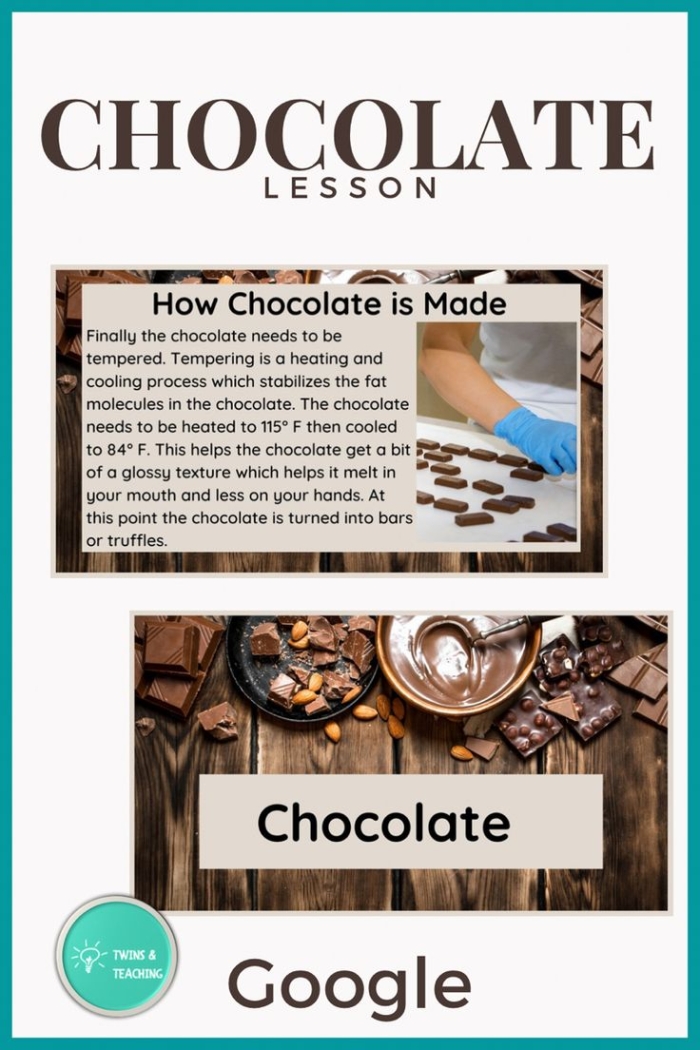 Step-by-step sequencing activity for learning how chocolate is made for young learners Second Grade English Language Arts worksheet illustrating the steps in chocolate production