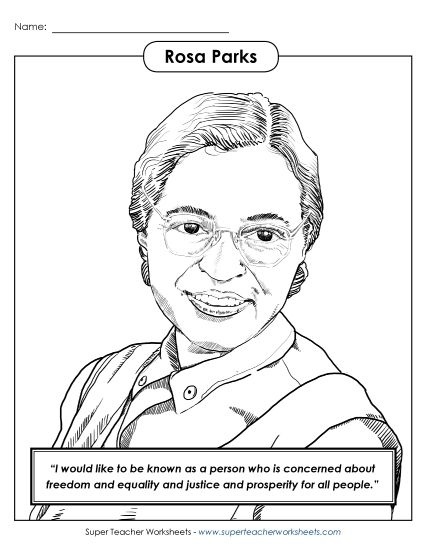 Rosa Parks Coloring Page worksheet designed for second graders to explore the Civil Rights Movement