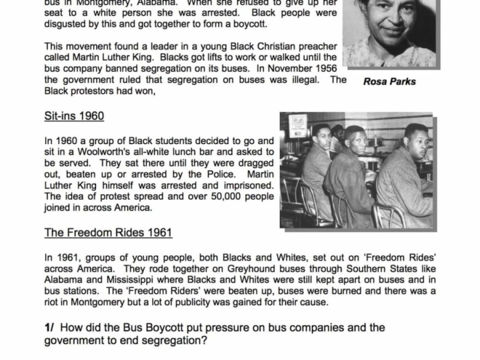 Children engaging with a worksheet about the later years of the Civil Rights Movement