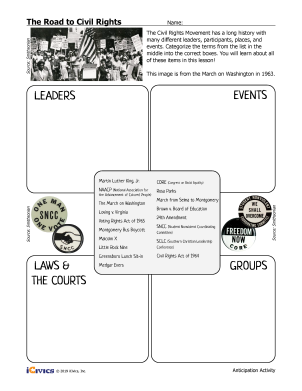 Civil Rights Movement worksheet for fifth graders focusing on later years issues. Educational resource for students to enhance reading comprehension on civil rights topics.