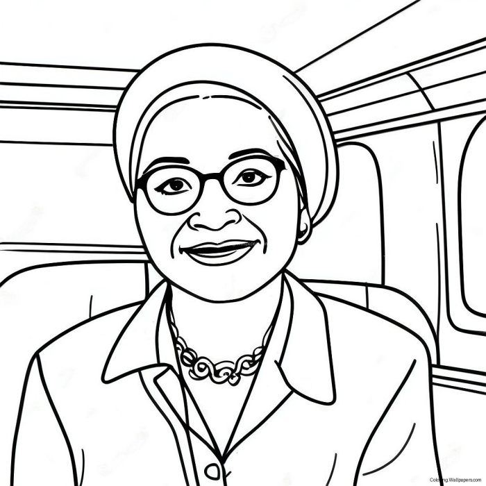 Rosa Parks Coloring Page worksheet for second grade with a Civil Rights Movement theme
