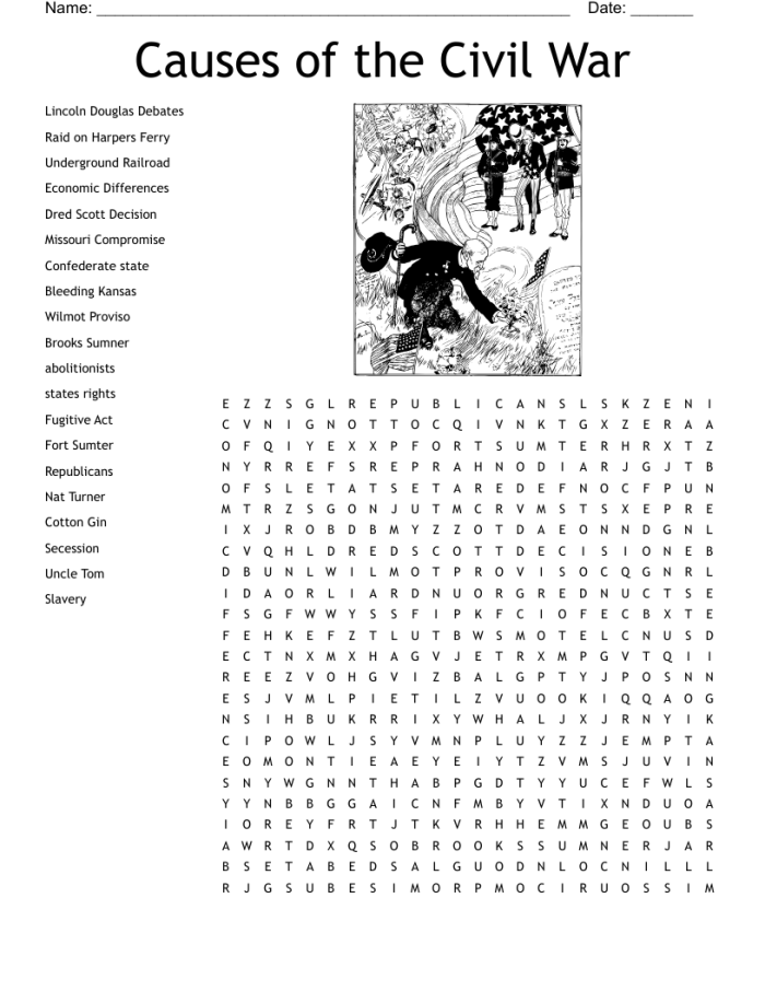 Civil War Word Search worksheet featuring famous military leaders for fifth graders Fifth grade Civil War generals word search puzzle focusing on key figures from the war