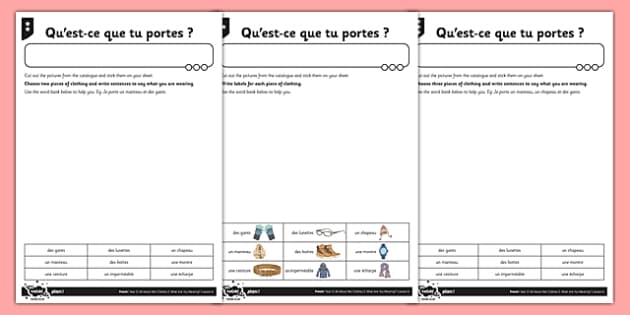 Fun worksheet for teaching basic French clothing terms to children Clothing items in French for first graders learning vocabulary