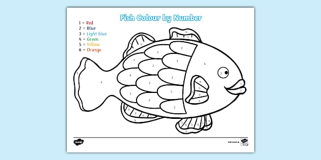 Fun ocean animal coloring activity for first grade students Color by number worksheet featuring a hidden fish for first graders