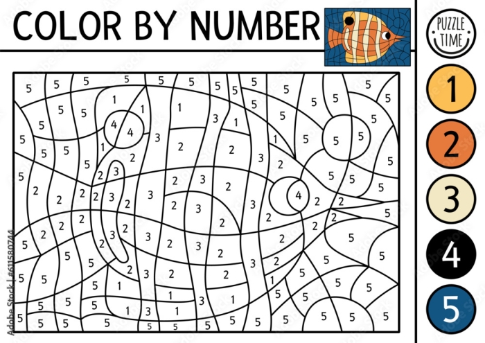 Color by Number: Discover the Hidden Fish in This Fun Worksheet Color by number worksheet featuring a hidden fish for first graders