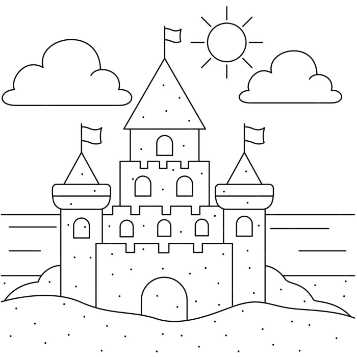 Color By Number: Sand Castle worksheet for First Grade