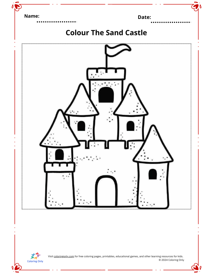 Color By Number: Sand Castle worksheet for First Grade