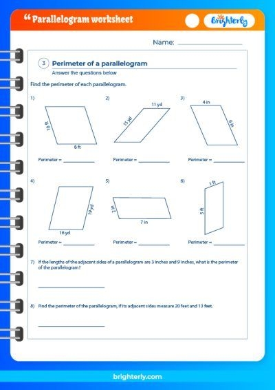 Identifying parallelograms activity sheet for third graders with a fun hidden word challenge Third grade worksheet focusing on recognizing parallelograms by coloring shapes to reveal a secret word