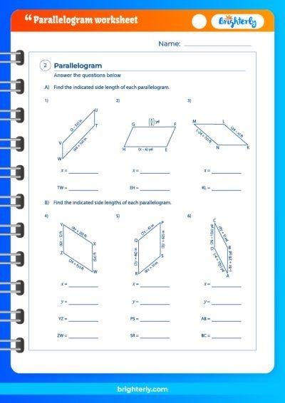 Identifying Parallelograms activity sheet for 3rd graders with hidden word puzzle number 19 Third grade worksheet for identifying parallelograms by coloring shapes to reveal a secret word