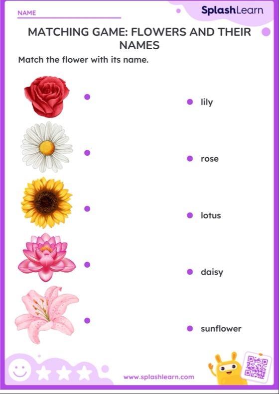 Colorful flowers with the number 4 for a Pre-K subtraction worksheet