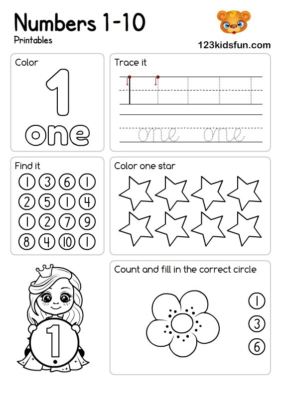 Engaging "Color the Flowers: Number 1" activity sheet for young learners Colorful flower-themed worksheet for Pre-K number identification practice