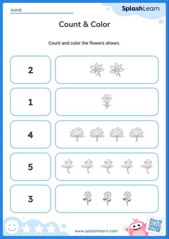 Colorful flower-themed worksheet for practicing the number 4 in subtraction for Pre-K students