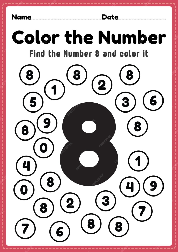 Colorful flower-themed worksheet for practicing the number 4 in subtraction for Pre-K learners