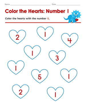 Engaging math practice with flowers for young students Color the Flowers worksheet featuring number 1 for Pre-K learners