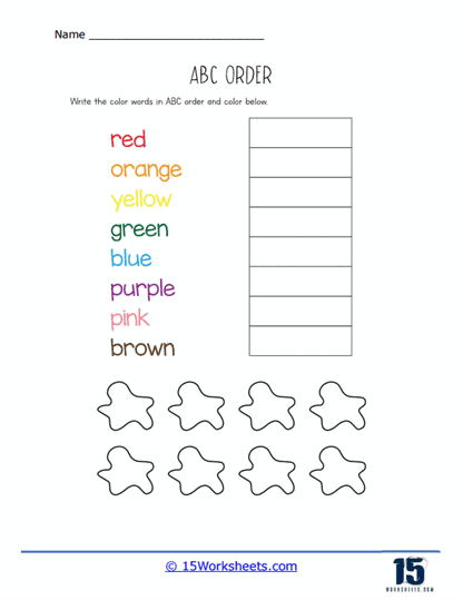 Engaging ABC order worksheet designed for first grade students to improve letter recognition Colorful Practice ABC Order! worksheet for first graders to enhance their alphabet skills