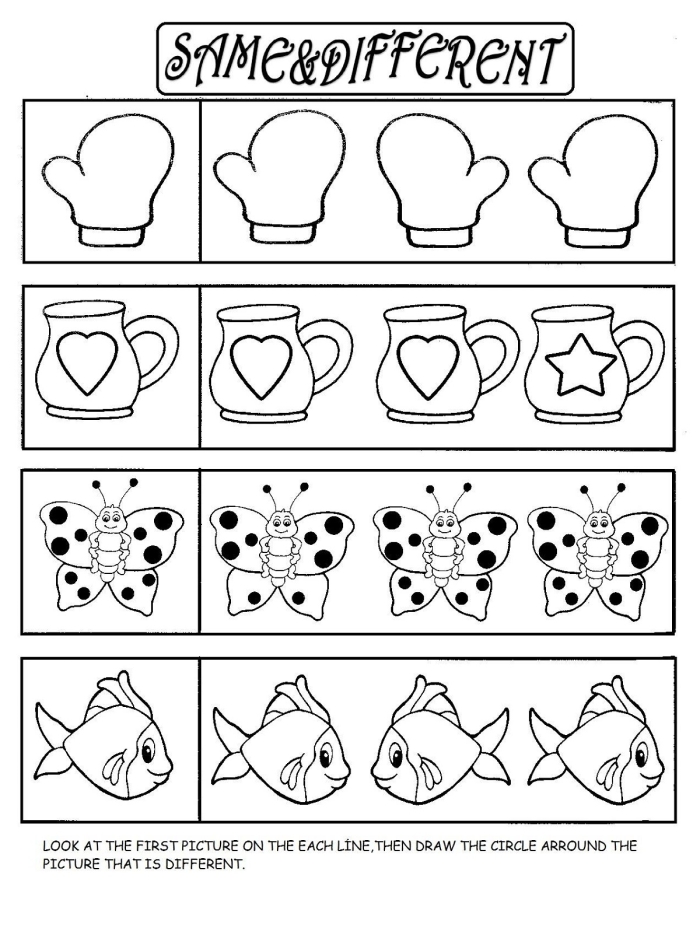 Preschool bug matching worksheet focusing on finding equal sizes for kids Preschool worksheet showing colorful bugs for size comparison activity