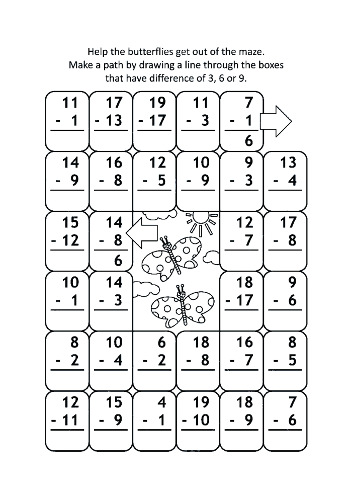 Engaging activity to help kids practice addition while navigating through the maze Colorful Math Maze worksheet designed for first graders focusing on time and money skills