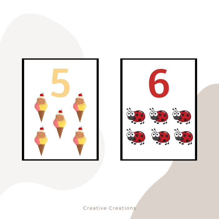 Engaging number cards for recognizing numbers and playing fun games Colorful 1–10 number cards designed for first-grade math practice