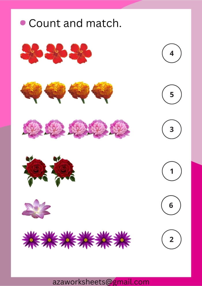 Engaging "How Many Are There?" flowers worksheet for Pre-K children. Colorful flower counting worksheet for preschoolers focusing on subtraction skills.