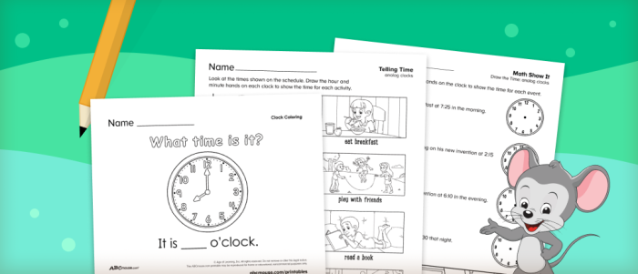 Reading worksheet for Kindergarten Colorful kindergarten math worksheet featuring Melissa Mouse helping kids learn to tell time by matching digital and analog clocks. Telling Time with Melissa Mouse 1 worksheet for early learners in reading and math.