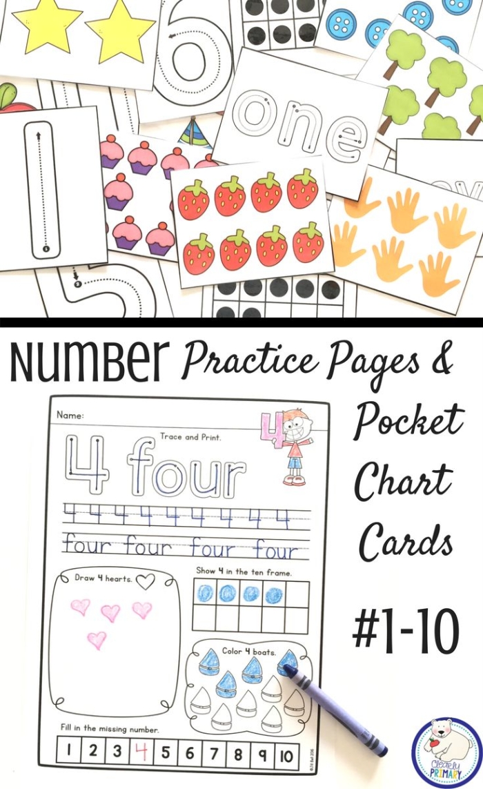 Worksheet featuring number cards for fun addition games and practice activities Colorful 1–10 number cards for first graders to enhance number recognition skills