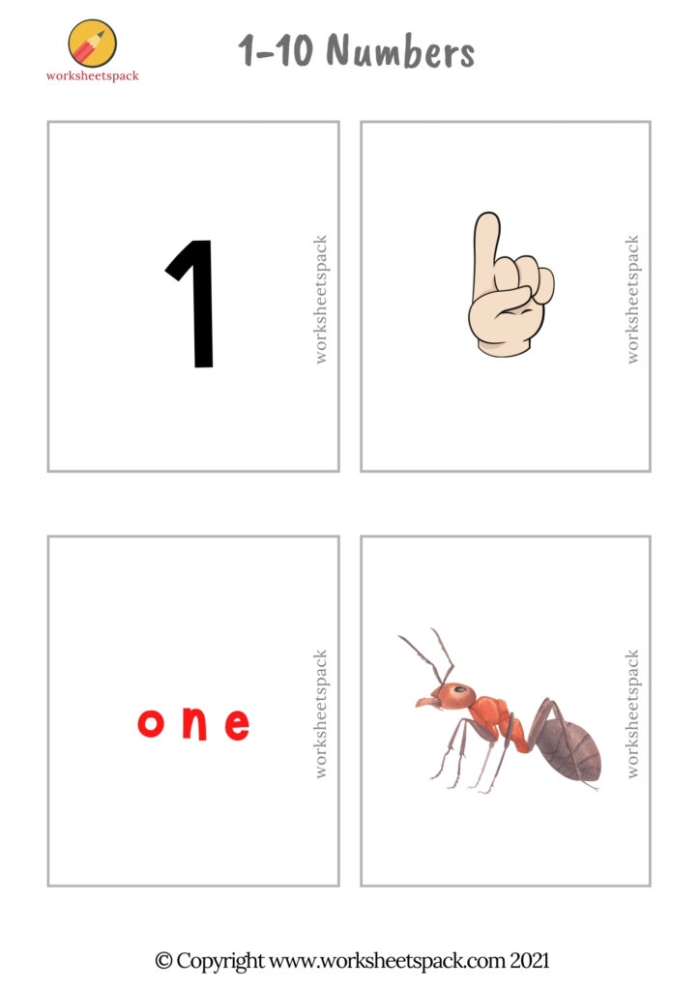 Engaging 1–10 Number Cards worksheet for fun learning activities Colorful 1–10 number cards for first graders to enhance number recognition and basic math skills