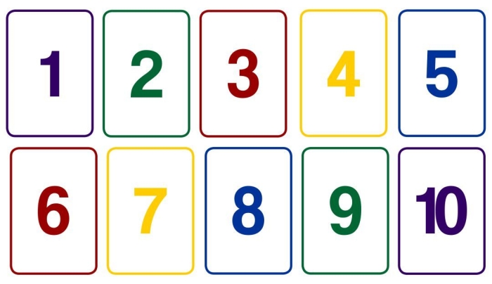 Engaging 1–10 Number Cards worksheet for practicing math facts with fun gameplay Colorful 1–10 number cards designed for first graders to enhance number recognition skills