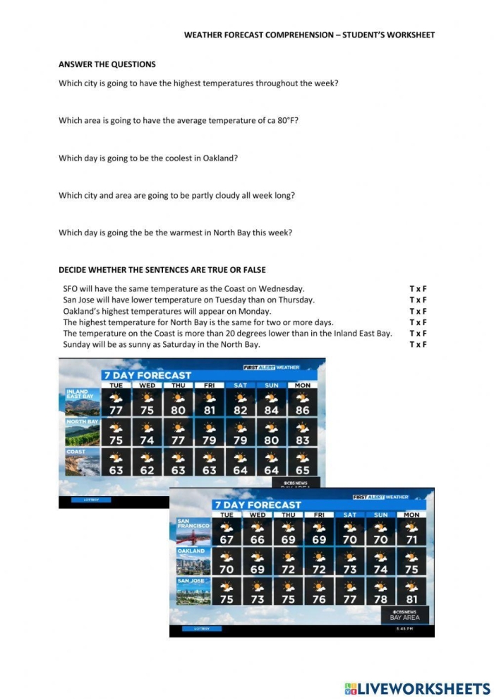 Engaging worksheet for young meteorologists to practice comparing different weather types Colorful Weather Comparisons worksheet for Pre-K students learning about weather patterns