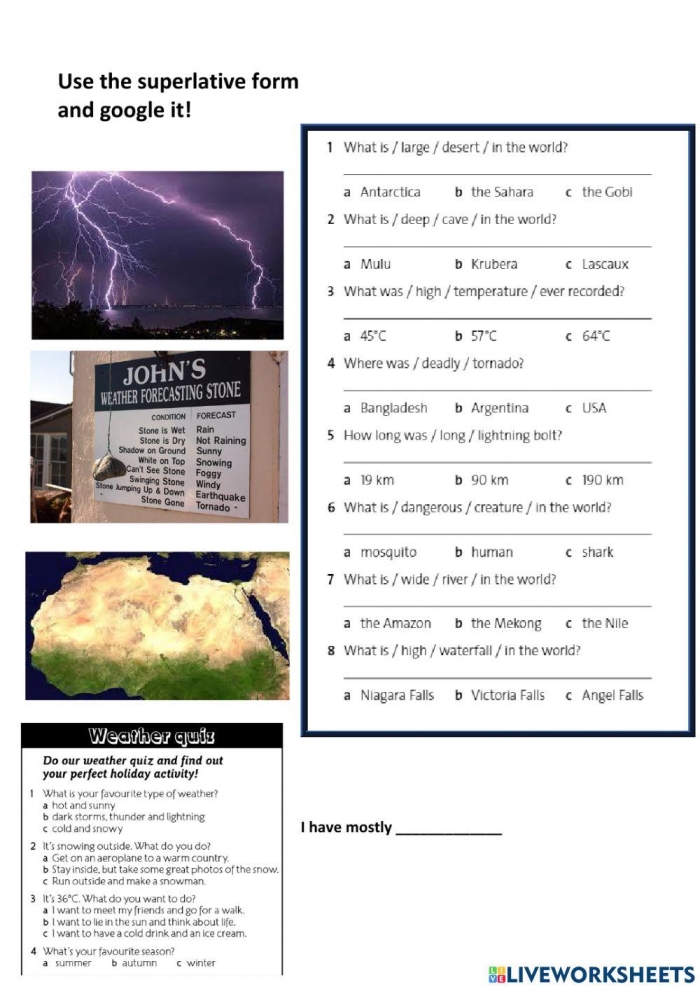 Engaging activity for budding meteorologists to practice weather vocabulary Colorful weather comparisons worksheet for Pre-K students to enhance handwriting skills