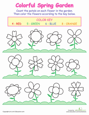 Engaging activity to reinforce counting skills through coloring flowers and petals Colorful Counting Flowers worksheet for preschoolers to practice numbers
