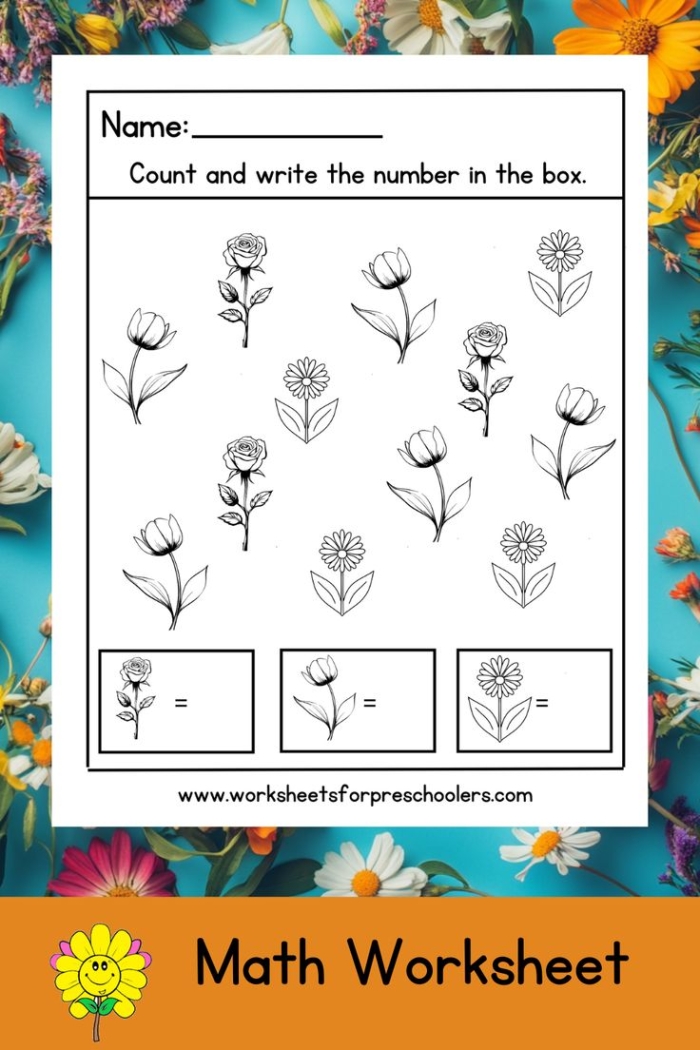 Engaging activity to enhance counting skills through flower coloring Colorful Counting Flowers worksheet for preschoolers to practice numbers