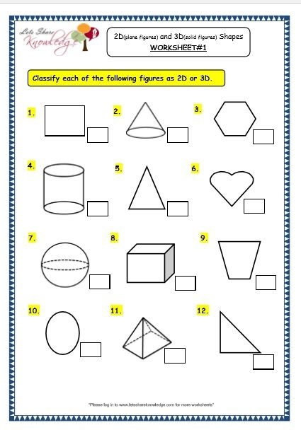 Second grade worksheet featuring colorful plane figures for shape recognition